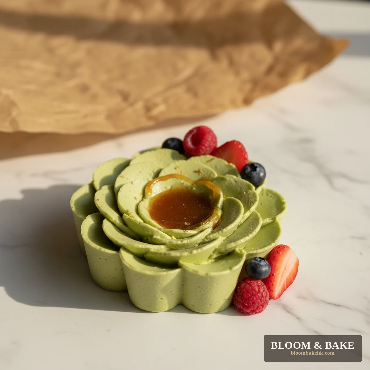 訂造蛋糕 迷你生日蛋糕 - 抹茶楓語花形迷你蛋糕 — Bloom & Bake 香港 訂造蛋糕 精品圖